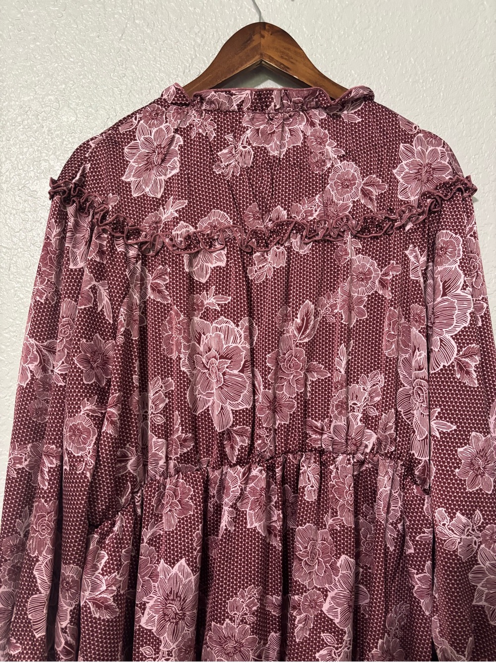 ELOQUII Elements Womens Plus Size Satin Dress with Ruffle Yoke - Picture 6 of 7